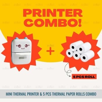 Gearup Thermal Printer & Thermal Paper Rolls Combo